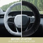 AEGIS Cover Sheepskin Steering Wheel Cover Premium Luxury AUS Genuine Merino Wool All-Season Non-Slip for Cars Fits 14.5-15.5" Wheels (Black)