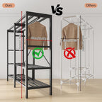Heavy Duty Portable Closet Wardrobe, Garment Rack with Cover & Hanging Rods, Freestanding Wardrobe with Magnetic Door, Metal 