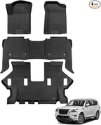 for Nissan Armada/Infiniti QX80 2019-2024 (7 Seats) Floor Mats Carpet Liner All Weather Protector TPE Anti-Slip Tech Mats for Nissan Armada/Infiniti QX80 2019 2020 2021 2022 2023 2024 Accessories
