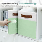 FinishingBo 6-Pack Storage Cubes with Handles & Label Holders Basket, Closet Cube Home Organizer Bins(White/Green, 10.5*10.5*