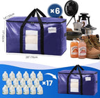 TAILI 6 Pack Dark Blue Extra Large Storage Bags, Heavy Duty Totes with Visible Window, Wrap Around Handles, Perfect for Movin