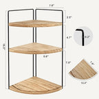 Corner Bathroom Counter Organizer Countertop Brown, 2 Pack 3 Tier Corner Shelf Wood Vanity Tray Easy Assembly Space Saving Sh