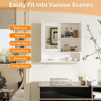 VINGLI Medicine Cabinet with Mirror, Wall Mounted Bathroom Cabinet with Open Shelf, 2-Door White Storage Organizer Over Toile