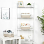 Bidtakay Small Baskets Fabric Storage Baskets for Organizing 3-Pack 12x8x5 Inch Collapsible Storage Bins for Shelves Canvas B