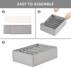 Qozary 4 Pack Drawer Organizers for Clothing, 8 Grids Foldable Closet Organizers and Storage Bins for Bedroom, Dresser Organi
