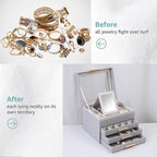 BOOVO Clear Lid Jewelry Box,4 Layers Jewelry Organizer Large Jewelry Storage Box with 3 Drawers,Jewelry Holder Organzier of R