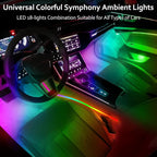 Acrylic Interior Car LED Strip Light with APP, 18-in-1 128 Colorful 6 Pieces Fiber Optic Car Decoration Atmosphere Light Kits, Dual Zone Music Sync Rhythm RGB Neon Lighting for All Cars
