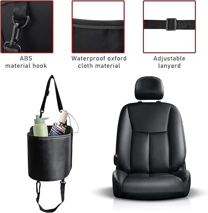 Car Seat Side Large Cup Holder, Waterproof Cup Holder Expander Adapter Bag, Multifunctional Hanging Storage Organizer for Dri