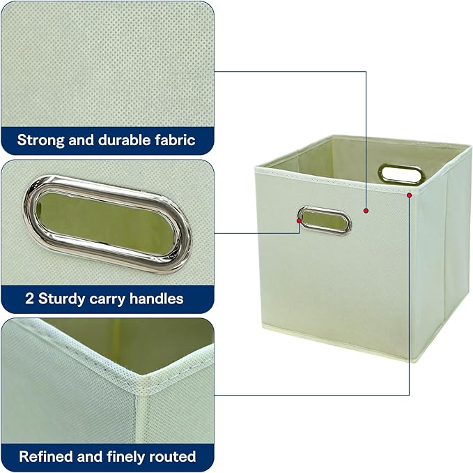 STOREONE Fabric Storage Bins Cubes Baskets Containers-(11X11X11) with Dual Handles Cube Storage Organizer Bins for Shelf Clos