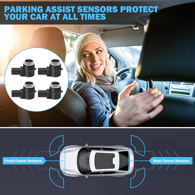 4 PCS PDC Parking Assist Sensor - Compatible with Dodge Journey, Durango, Ram 1500 2500 3500, Jeep Commander, Liberty, Grand 