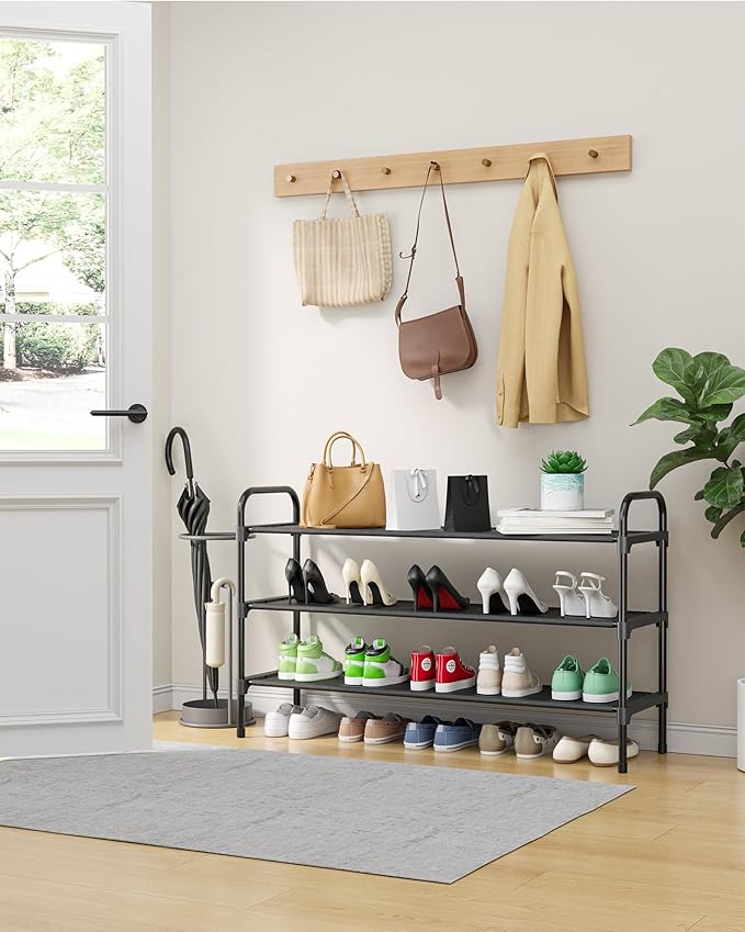Kitsure Extra-Long Shoe Rack for Closet, Shoe Organizer for Front Door Entrance, Stackable Shoe Shelf, Detachable Closet Orga