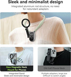 TELESIN Magnetic Neck Mount for Phones, Cell Phone Holder Stand Hanging on Neck POV/Vlog Selfie Hand Free Necklace Phone Strap Video Recording for iPhone 16 15 14 13 12 Seires Android Phones (Green)