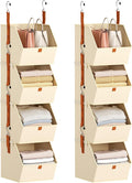 Homsorout Hanging Closet Organizer 4 Tier - Clothes Hanging Shelves, Space-Saving Closet System, Fabric Storage Bins Bedroom 