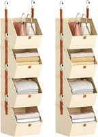 Homsorout Hanging Closet Organizer 4 Tier - Clothes Hanging Shelves, Space-Saving Closet System, Fabric Storage Bins Bedroom 