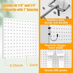 FZK Peg Board, 74PCS Metal Pegboard Wall Organizer Kit. Heavy Duty Pegboard, White Pegboard for Garage Craft Room Workbench O
