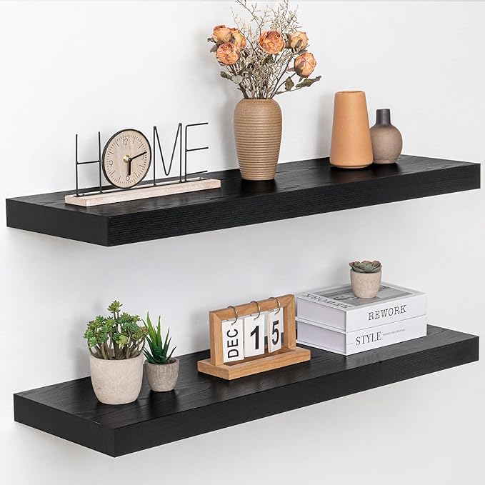 36 Inch Floating Shelves, 12" Deep Floating Shelf Wall Mounted, 36" Wall Shelves, Rustic Deep Bookshelf, Extra Deeper & Thick