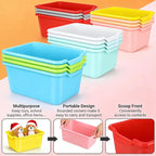 WUWEOT 16 Pack Cubby Bins Classroom Toys Bins, Plastic Books Storage Bins, Easy-to-Grip Stackable Crafts Organizer for Classr