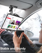 woleyi Tablet Holder for Car Sun Visor - [Metal Magic Arm] 360° Adjustable Car Tablet Mount with Ultra Stable Clamp for iPad Pro Air Mini, Galaxy Tabs, Z Fold, iPhone, Fire, Gopro, 4.7-11" Devices