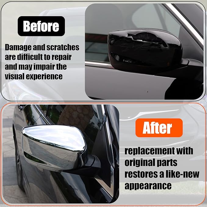 Yumzeco Compatible with Honda Accord Side Mirror Cover Trim 8th Gen 2008 2009 2010 2011 2012, Chrome Door Rearview Mirror Caps acement for Honda Accord W/O Light Hole - Right Passenger Side