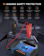 2500A Car Jump Starter with Air Compressor - 120PSI Tire Inflator, 40W Fast Charging, 48.84Wh Portable Power Bank, Voltage