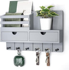 Rebee Vision Decorative Key Holder Wall Mount for Aesthetic Room Decor - Stylish Mail Holder for Wall with 2 Drawer Organizer