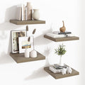Fun Memories Square Floating Shelves for Wall - 12 Inch Deep Floating Shelves with Invisible Brackets, Grey Small Wall Shelf 