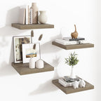 Fun Memories Square Floating Shelves for Wall - 12 Inch Deep Floating Shelves with Invisible Brackets, Grey Small Wall Shelf 