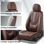 Coverado Car Seat Covers Full Set, 5 Seat Leather Seat Covers for Cars, Car Seat Protector with Lumbar Support, Waterproof Se