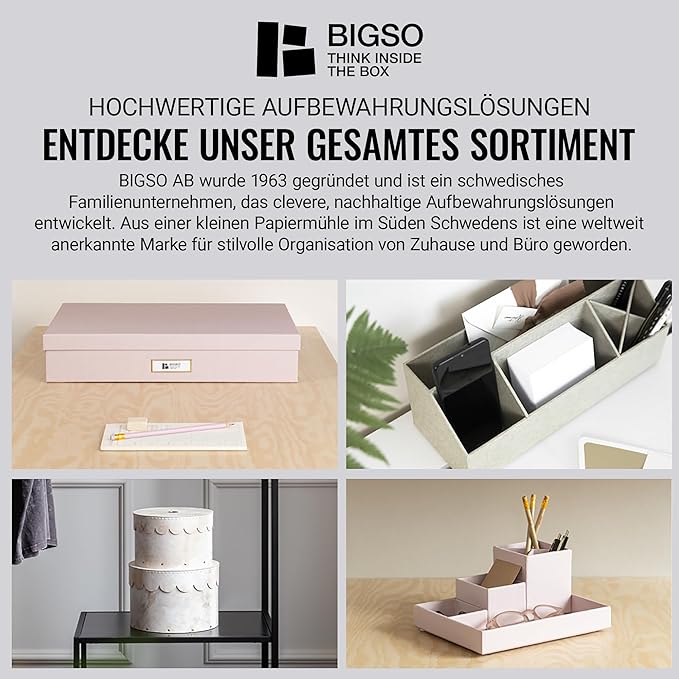 Bigso Box of Sweden File Organiser Storage - Stylish Organiser Box Including 8 Hanging Files - Container for Folders Made of 
