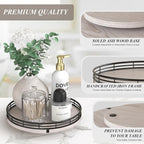 9" Wooden Lazy Susan Organizer for Cabinet, Turntable Round Decorative Tray for Kitchen Sink, Countertop Organizer, Bathroom 