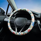 Wild Rose Steering Wheel Cover Auto Jacquard Steering Wheel Protector, Anti-Slip, Breathable, Absorbing Sweat, Universal Car Accessories 14.5–15 inch,Fit for Most Car, Trucks, SUV