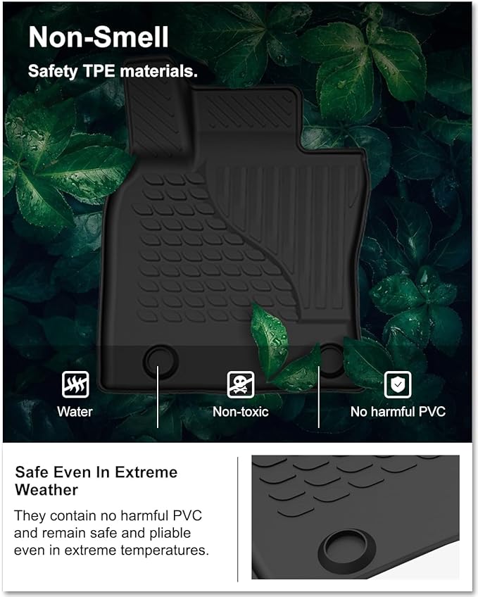KIWI MASTER Floor Mats for 2018-2024 Toyota Camry, OEM Replacement ‎PT908-03180-20, Custom Fit All Weather Car Mats, Heavy Duty TPE Floor Liners, Front & Rear 2 Row, Black