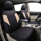 CAR PASS 6PCS Super Universal Fit Air Mesh Two Front Car Seat Covers Set Package-Fit for Vehicles,Suvs,Vans,Sedans,Airbag Compatiable (BLACK AND BEIGE)