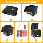 Medium Next of Kin Box Organizer with Smart Labels, Fireproof Foldable File Organizer with Combination Lock, 10 Hanging Files