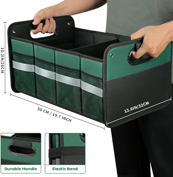Car Trunk Organizer, Car Storage Organizer, Collapsible Multi Compartment for Car, Suv, Sedan, Truck, 100L, Extra Larger