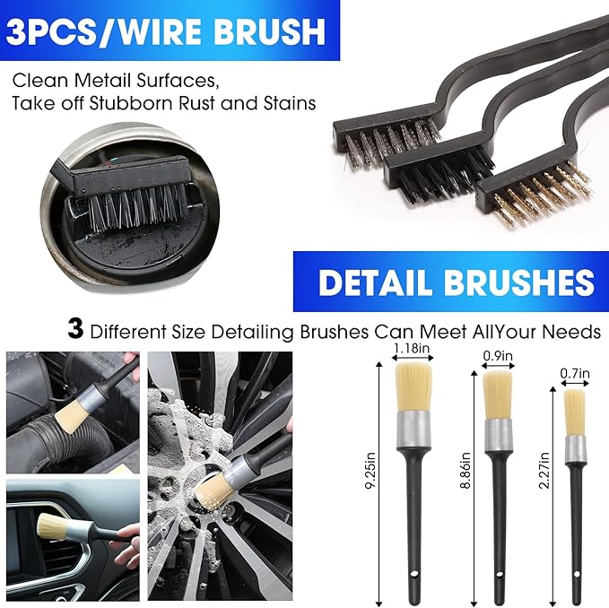 Viewsun Car Cleaning Kit, 17PCS Car Interior Detailing Kit with Gray High Power Handheld Vacuum, Detailing Brush Set, Windshi