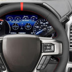 MEWANT Steering Wheel Cover for Ford F150 F250 F350 F450 Expedition 2018 Truck Accessory Made from Black Genuine Leather