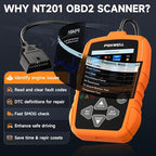 FOXWELL NT201 OBD2 Scanner Code Reader for Cars and Trucks - Reset Check Engine Light, Read and Clear Fault Codes, Live Data