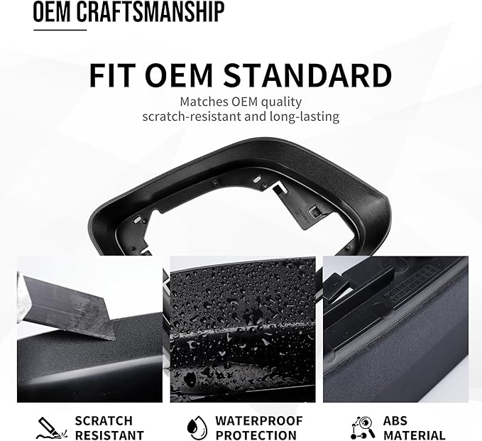 Compatible with Tesla Model Y 2020 2021 2022 2023 2024 Door Mirror Lower Holder Covers & Frame Set, Right Passenger Side (Black Cover + Frame Set, Model Y (Left-Driver Side)
