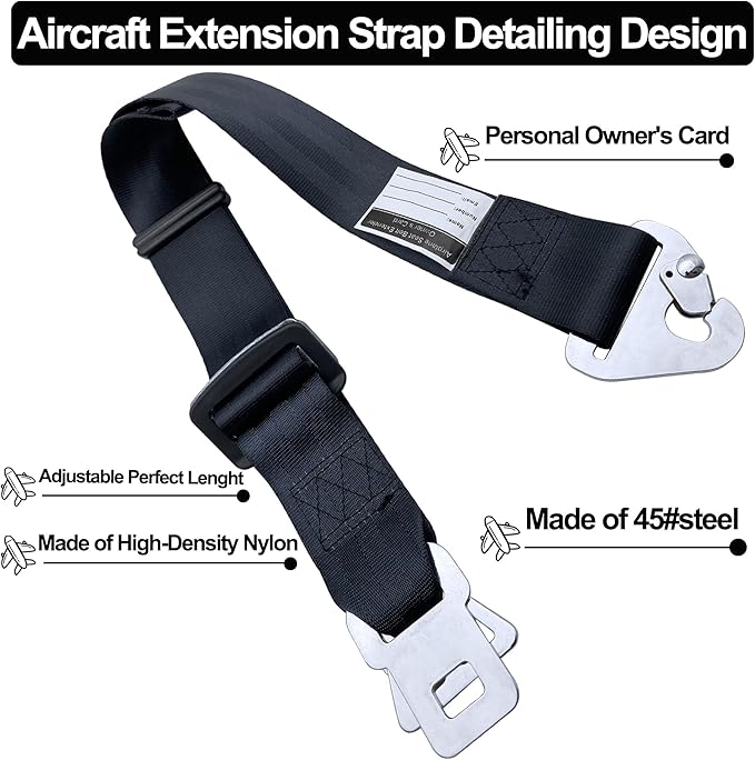 Airplane Seat Belt Extender Seatbelt Extension Adjuster 7-31" for all Airline including Southwest (Three in one)