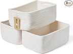 MiniArk Small Storage Baskets for Organizing | Closet Organizer Bins | Shelf Toy Basket | Woven Rope Baskets | Cube Decorativ