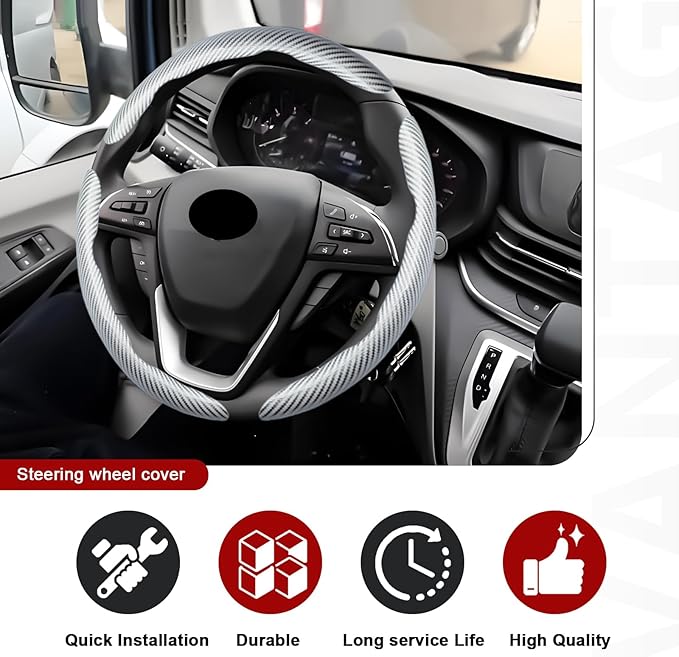 3pcs Universal Carbon Fiber Steering Wheel Cover - Anti-Slip & Segmented Design, Universal 99% Durable Steering Wheel Protect