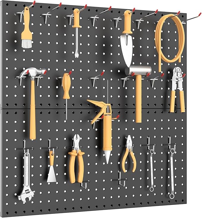 100PCS Metal Pegboard Wall Organizer, 30×60cm Pegboard Panels Tool Organizer Kit, Peg Board Utility Tool Storage for Garage W