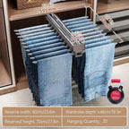 Pull Out Trouser Rack 16-24 Arms, Double Row Hanger, Extendable Pants Holder Sliding Closet Hanger Rail for Pants Clothes Org