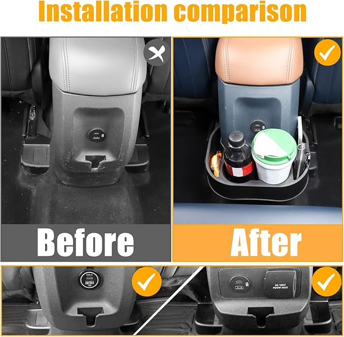 Rear Cup Holder Expander Organizer Compatible with Ford Maverick 2022-2024, Cup Holders Water Bottle Expander Car Drink Holde
