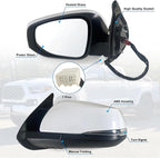 Left Driver side Mirror Fits 2016-2022 Toyota Tacoma With Power Glass, Heated, Turn Signal丨Without Blind Spot Detection Match to White Paint Replace TO1320349 (7Pins)