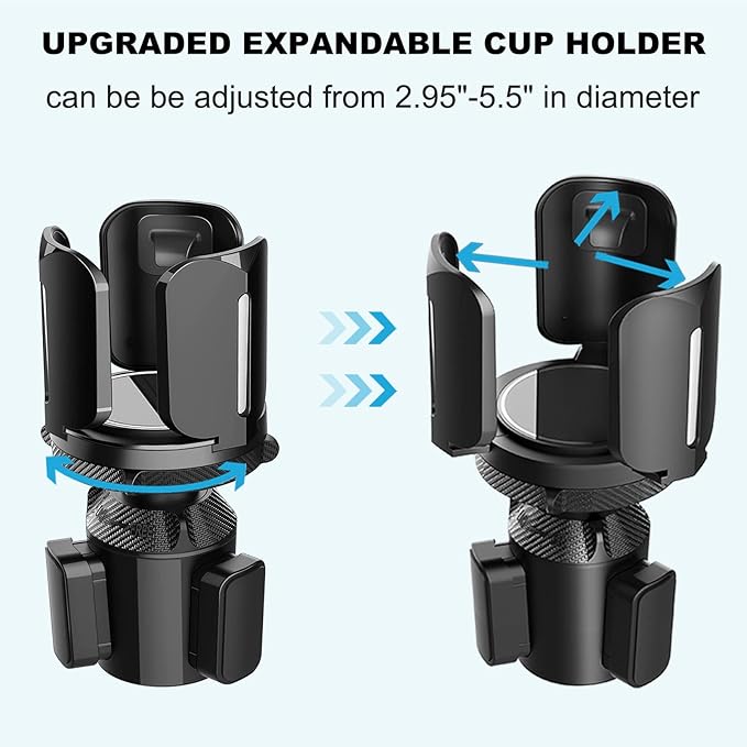 Upgraded 64oz Large Cup Holder Expander with Coaster for Car, Expandable Cup Holder Adapter with Adjustable Base, Universal C