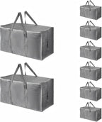 8 Pack-Extra Large Heavy Duty Moving Bags - Waterproof Storage Totes with Handles & Zippers, Foldable for College Dorm, Stora