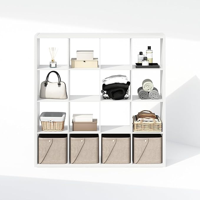 Furinno Cubic Closet Organizers and Storage, 16-Cube Closet Organizer, Open Shelf Closet Storage, Extra Thick Frame for Wardr