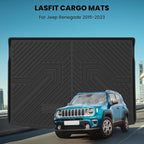 LASFIT Cargo Mat for Jeep Renegade 2015-2023 Upper Position, All Weather TPE Custom Fit Trunk Mat Cargo Liner Trunk Liner, Black